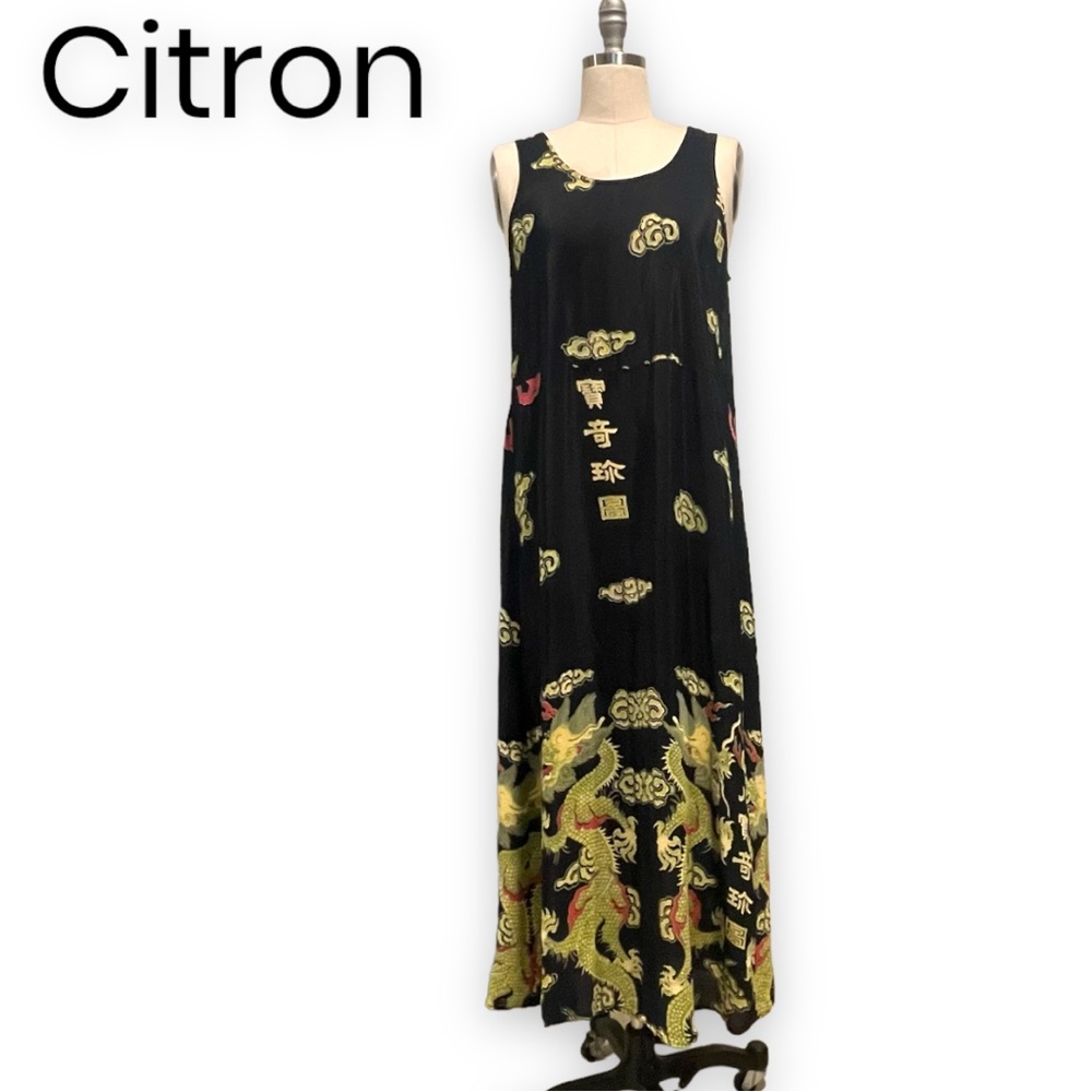 Citron Santa Monica Japanese Dragon Print Dress size medium
